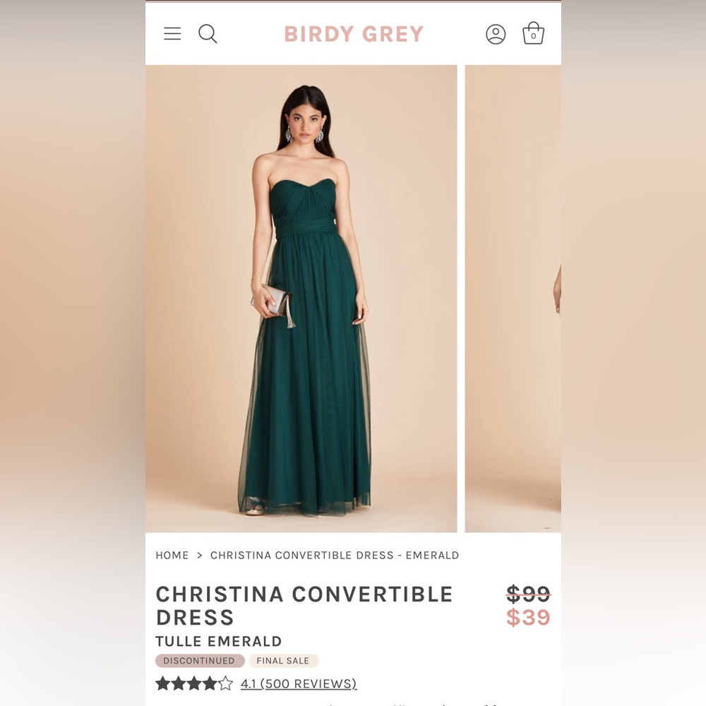 Birdy Grey Christina Covertible Dress Emerald Size Medium